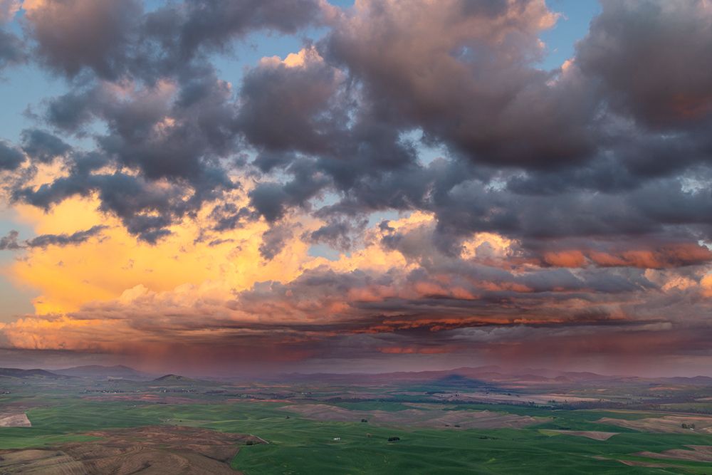 Stormy clouds at sunset over rolling hills from Steptoe Butte near Colfax-Washington State-USA art print by Chuck Haney for $57.95 CAD